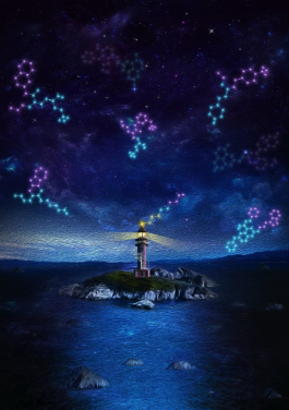 Artistic representation of the work: cell membrane is like a vast, complex, and unpredictable ocean. The membrane proteins are the rocks and islands in the ocean. Labelling the membrane protein target with a DNA tag is like having a lighthouse on the target protein to direct the specific screening of DNA-encoded chemical libraries for drug discovery.