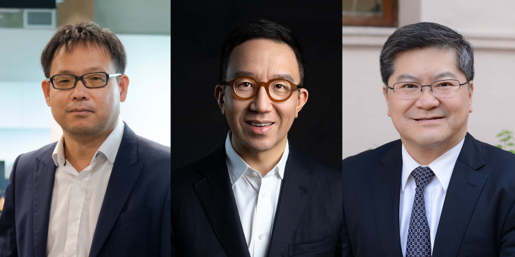 Top-notch researchers and leaders of three HKU Air@InnoHK research laboratories. (from left) Professor Chen Guanhua, Professor Gabriel Leung, and Professor Norman Tien
