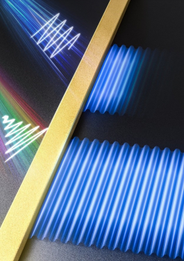 Figure 1. Schematic of polariton propagations under real frequency and synthesized complex frequency excitation. While polariton waves at real frequencies have limited propagation distance, combining propagation waves from different real frequencies based on complex frequencies of incidence can achieve nearly lossless propagation.